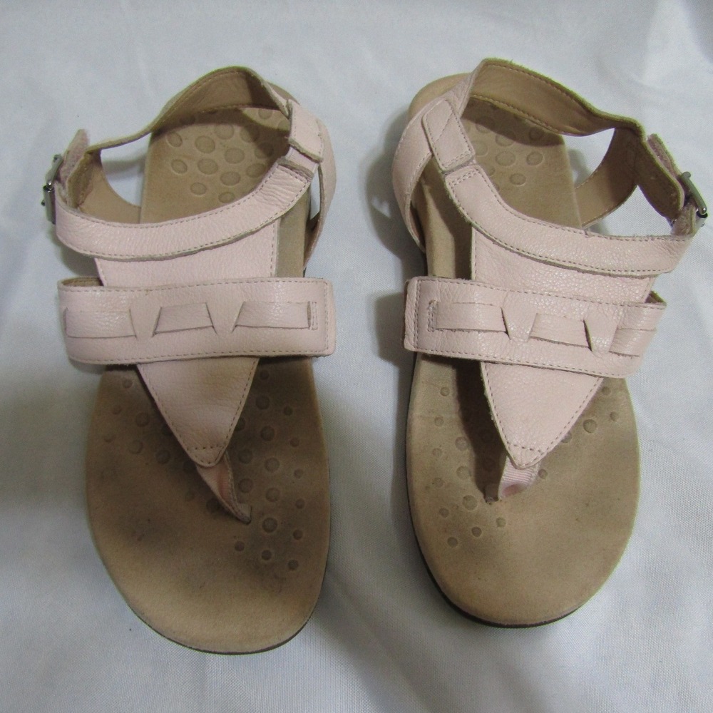 Vionic Lupe Sandals Womens 7.5 Pink Good Leather Orthotic Slingback Thong